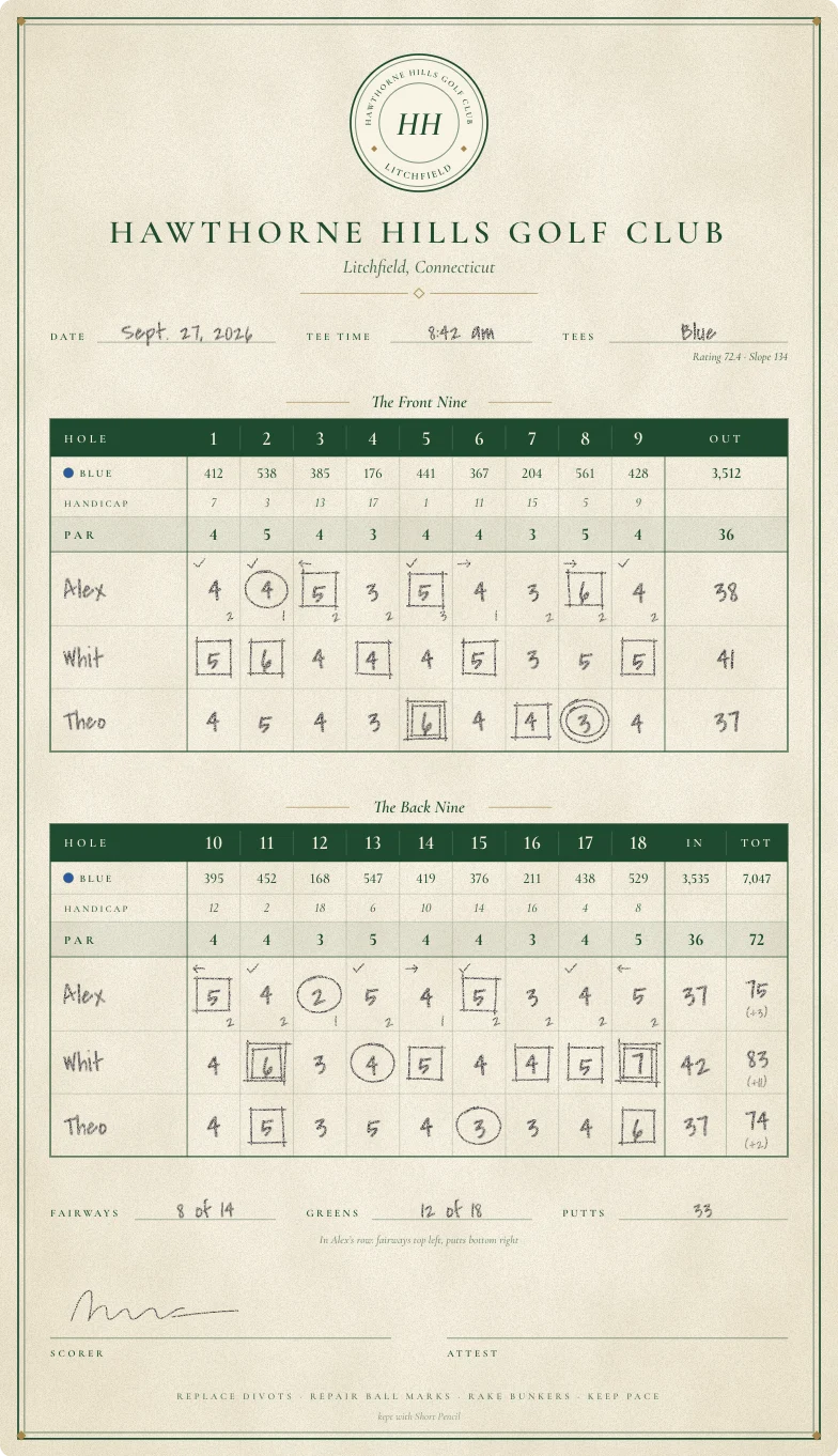 The card in Clubhouse Green